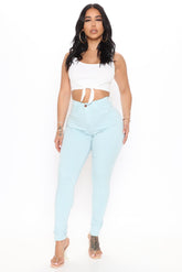 Classic High Waist Skinny Jeans - Light Blue Ins Street